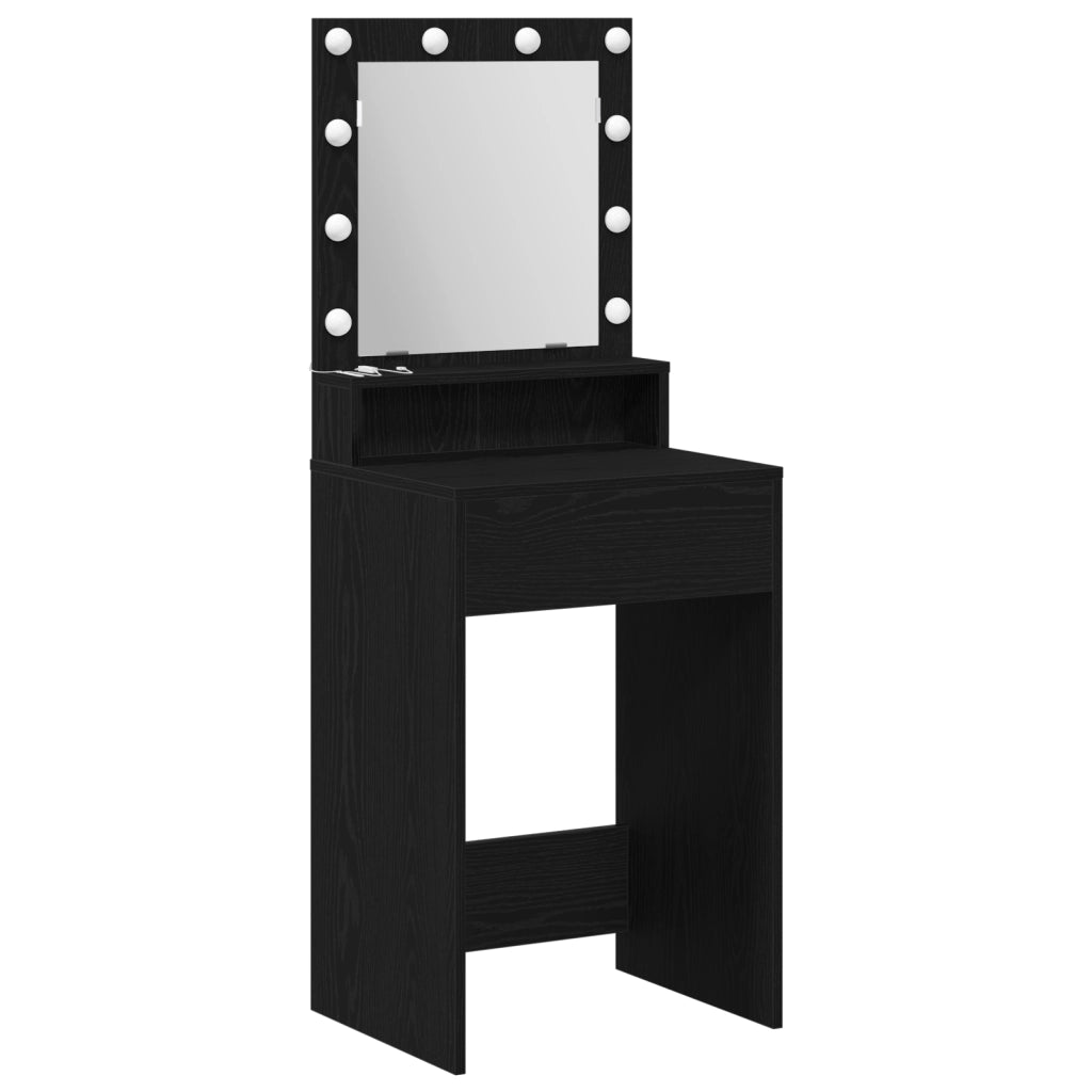 Toeletta  con luci LED Rovere Nero 50x41x135 cm