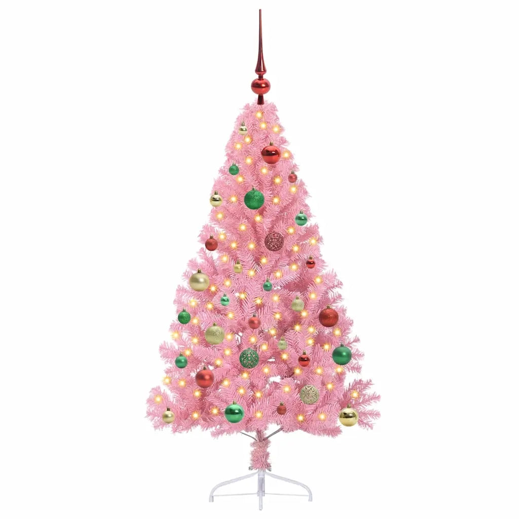 Albero di Natale artificiale con luci integrate Rosa 150 cm PVC