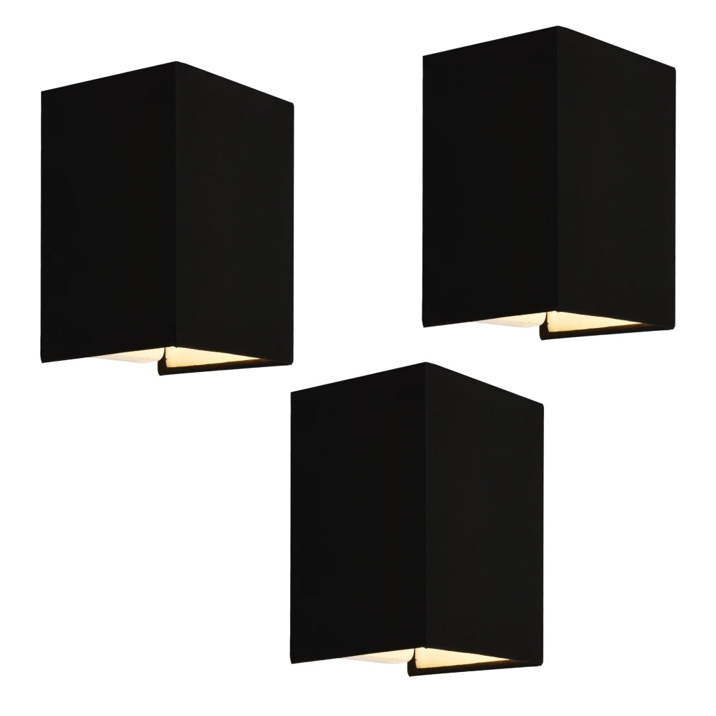 Set di 3 applique angolari E27 60W 20 x 16 x 13 cm paralume in lino nero 03_0007351