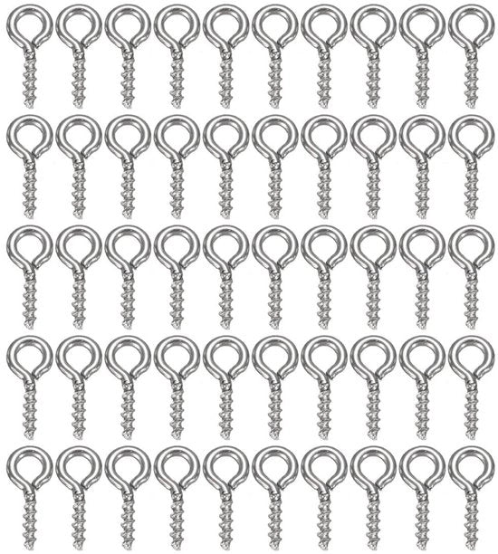 Mini Haken in Acciaio di Carbone - 100 Unità - Gegalvanizzato - Resistente all'Ossidazione - Robusto/Duraturo - Facile da Installare - Viti a Orecchio