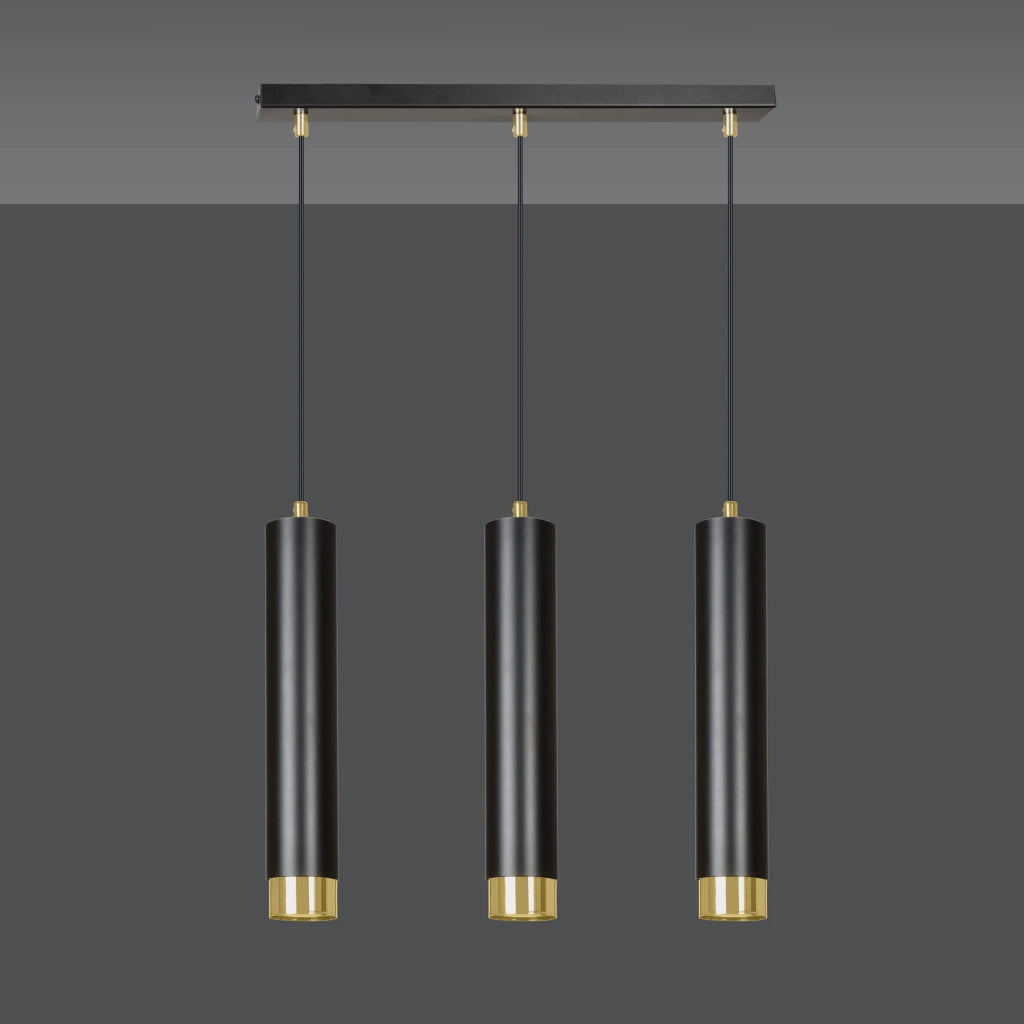 Lampadario Emibig KIBO 3 3xGU10 nero oro regolabile