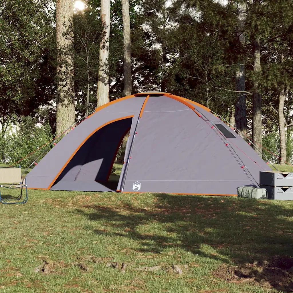 Tenda da Campeggio per 8 Persone Grigio e Arancione Impermeabile 94718