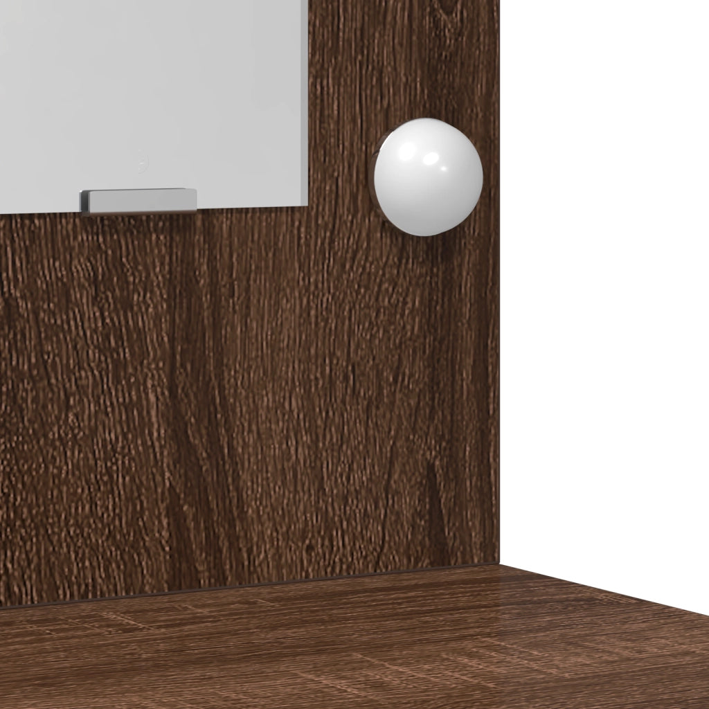 Tavolo da toeletta con luci LED Rovere marrone 50x41x135 cm