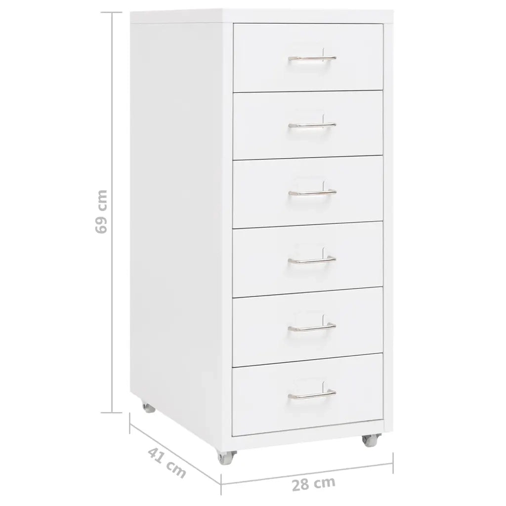 Schedario Mobile Bianco 28x41x69 cm in Metallo 335916