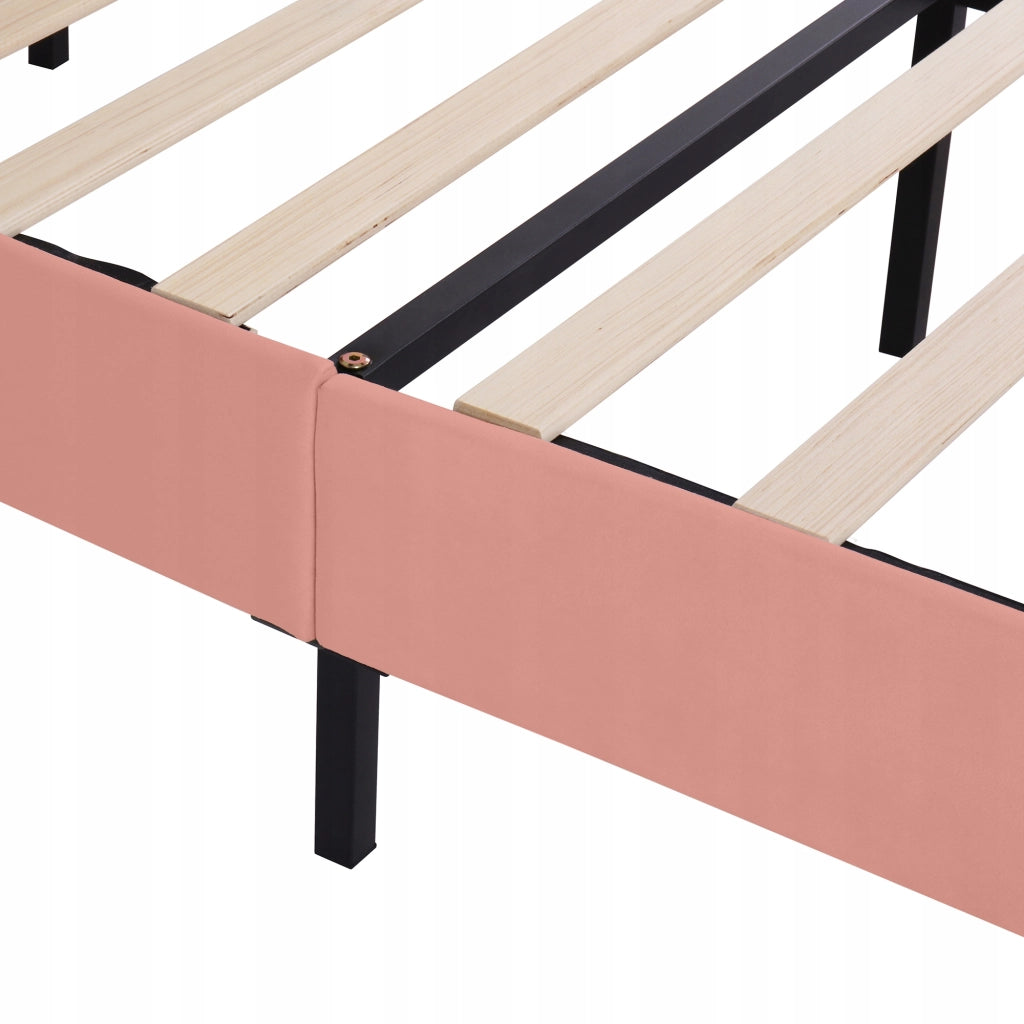 Letto singolo 140x200 - Xylo - Rosa, testiera regolabile, velluto
