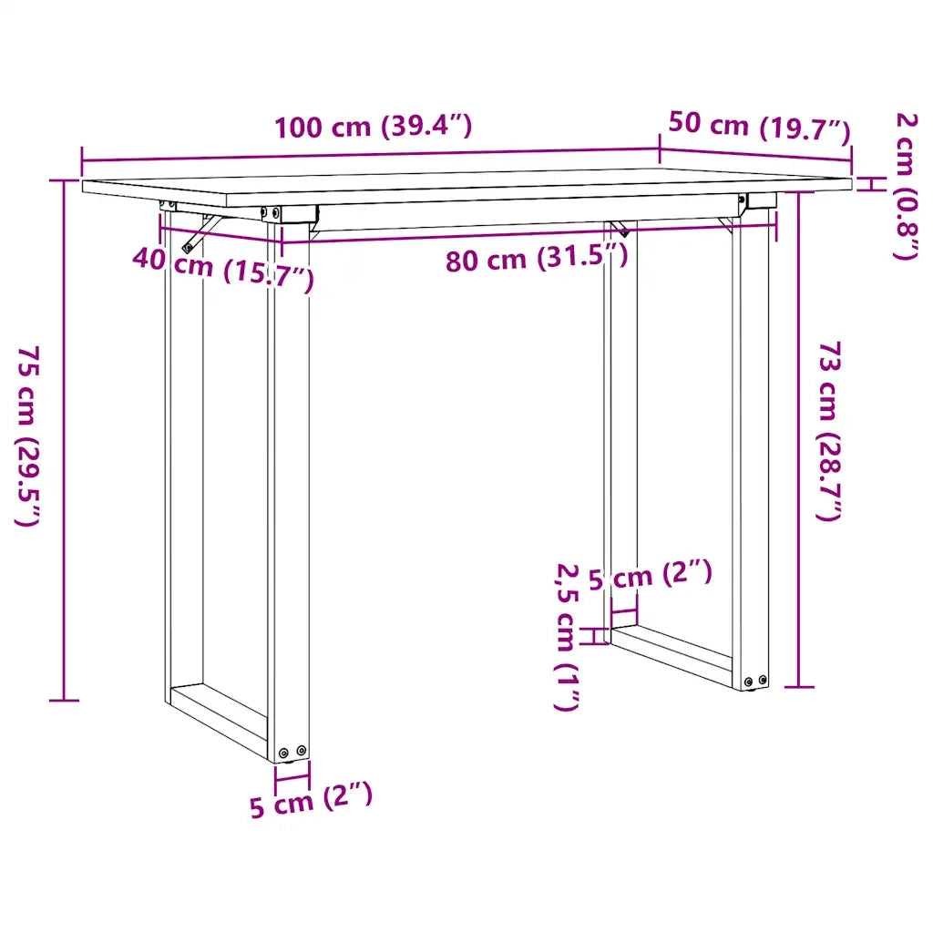 Tavolo da Pranzo | Tavolo da cucina Telaio a O 100x50x75 cm Legno Pino e Acciaio