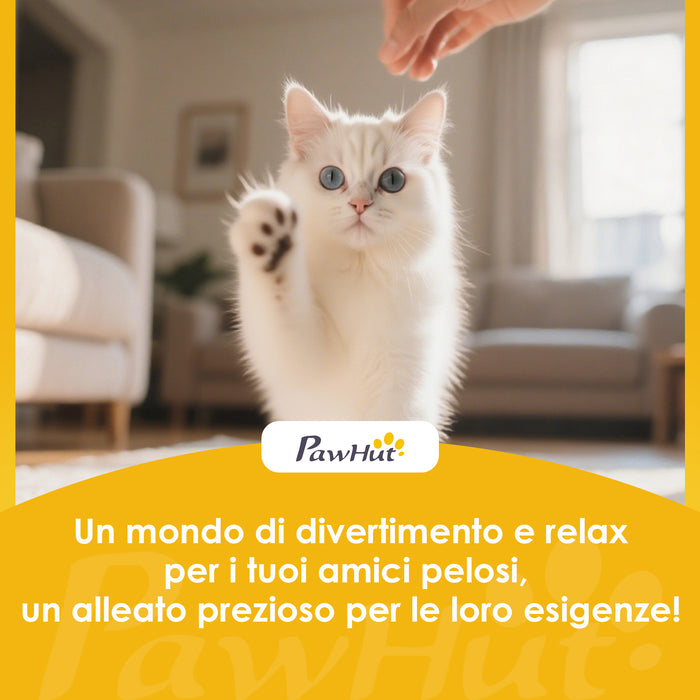 Albero Tiragraffi per Gatti Alto 140 cm con 2 Casette Lettino e Amaca per 2-3 Gatti in Peluche Grigio