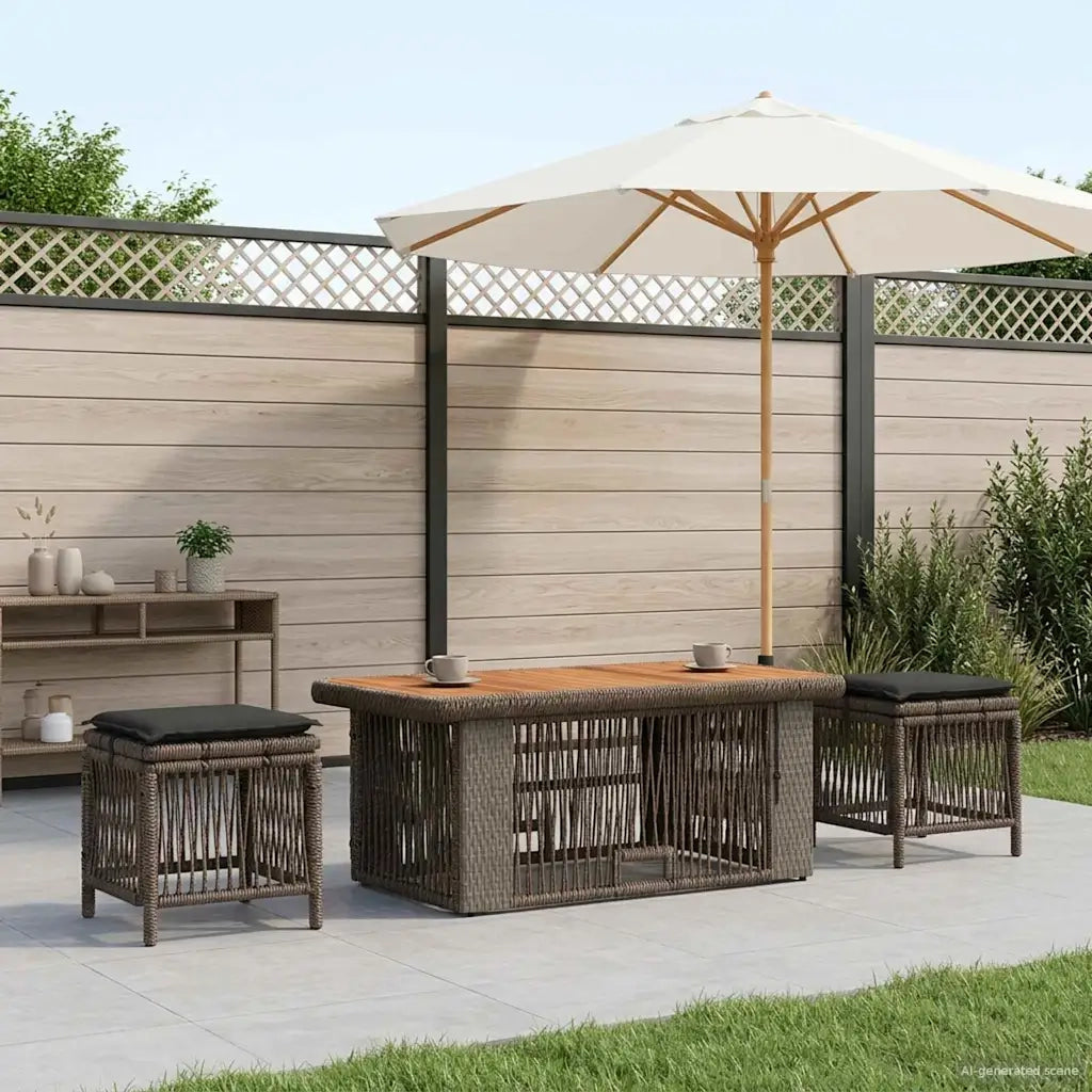Set da Pranzo per Giardino 4 pcs Grigio e Grigio Scuro
