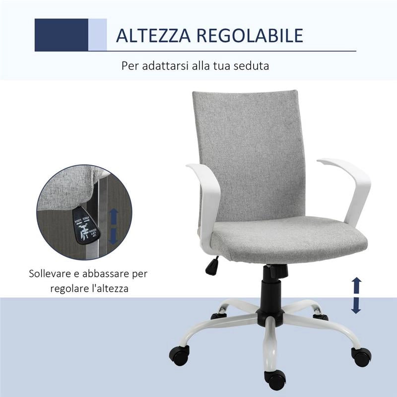 SEDIA DA UFFICIO GIREVOLE E REGOLABILE 61X61X89-99CM IN TESSUTO GRIGIO