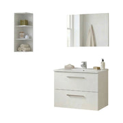 Plassas, set Mobili Bagno Specchio Incluso, Bianco Lucido