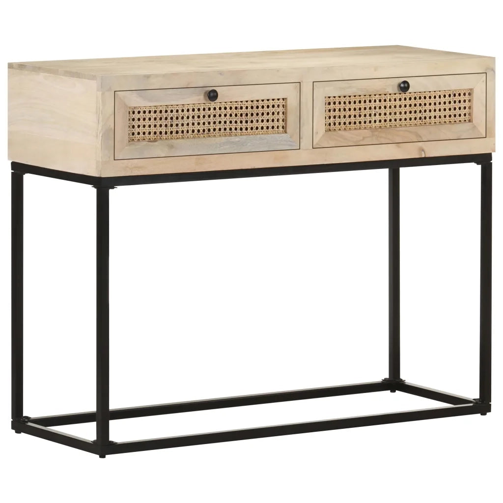 Tavolo Consolle | Tavolo d'Ingresso 100x35x76 cm Massello di Mango e Canna Naturale