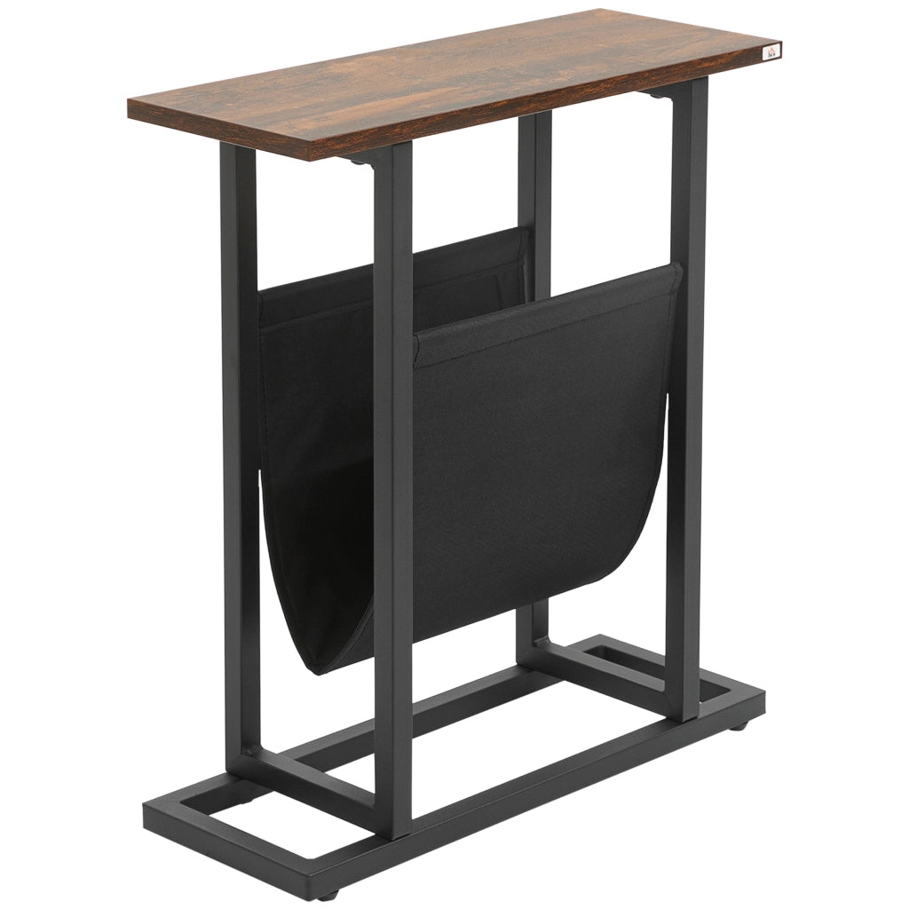 Tavolino da notte design moderno con tasca ¨C zephmum ¨C nero+marrone 49x19x55 cm