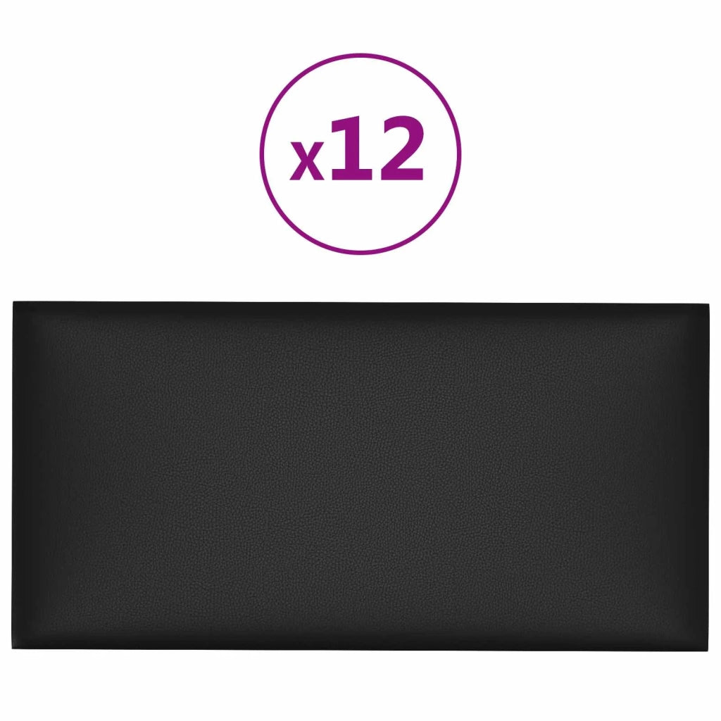 Testiera | Testata da Parete 12 pcs Nero 30 x 15 cm Tessuto