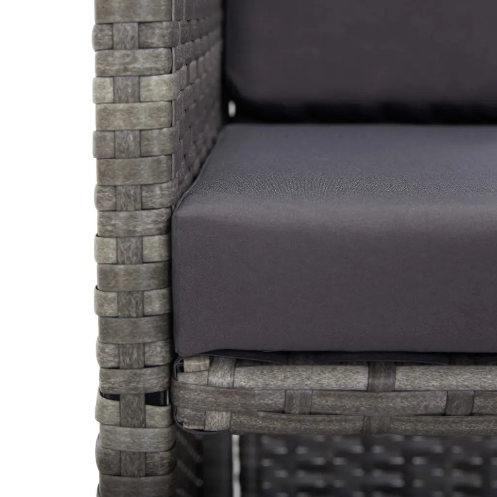 vidaXL Set da Pranzo per Esterni 17 pz con Cuscini Polyrattan Grigio