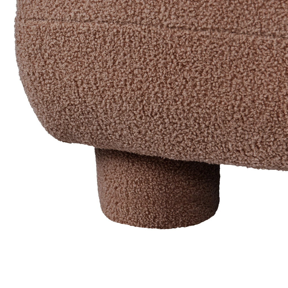 Pouf modulare singolo a profilo ribassato in tessuto bouclé marrone