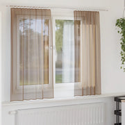 Tende in Voile con Tasche per Aste 2 pz Marrone Chiaro