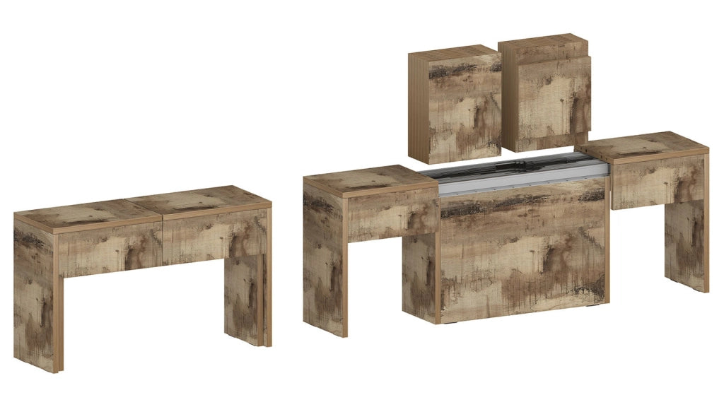 Set 2 Panche Allungabili 66/290x25x45 cm Pratika Singola A e B Acero Pereira