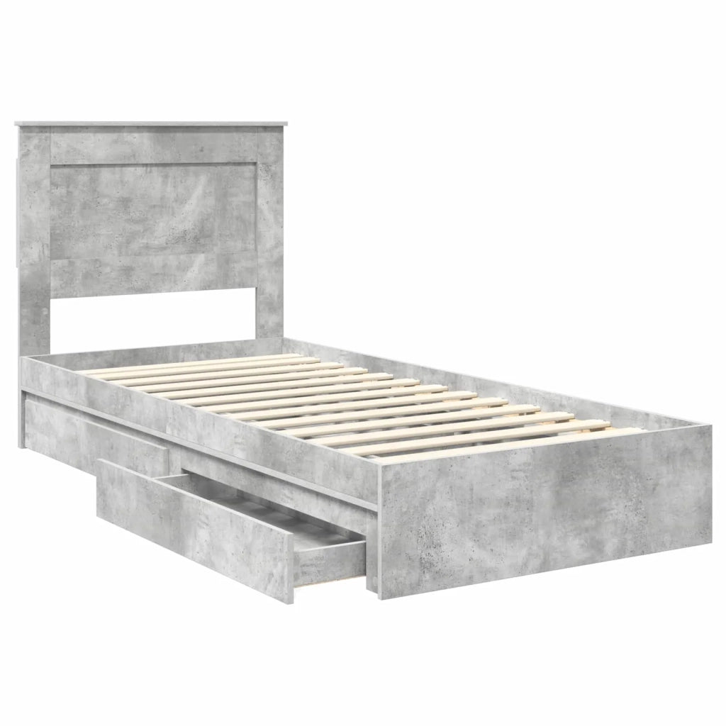 Letto con Contenitore con testiera Grigio cemento 90 x 190 cm 3410271