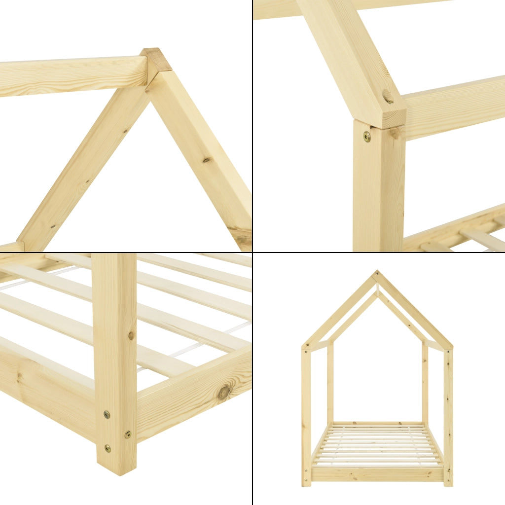 Letto per Cameretta Netstal a Casetta 80x160 cm Legno Naturale [en.casa]
