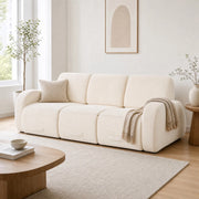 Divano modulare a tre moduli in velluto a coste con funzione letto, senza montaggio né attrezzi, beige 115 × 247 × 76 cm