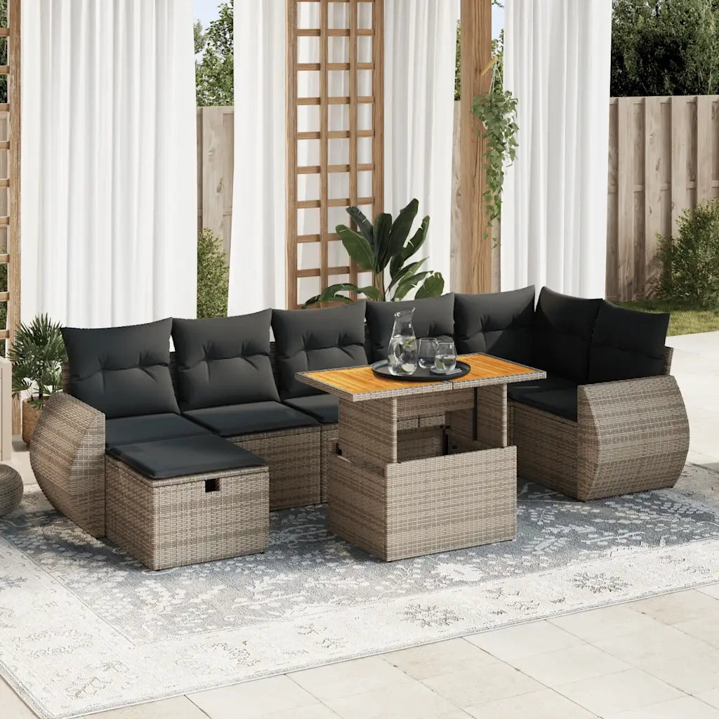 vidaXL Set Divano Giardino 5 pz con Cuscini Grigio Polyrattan Acacia