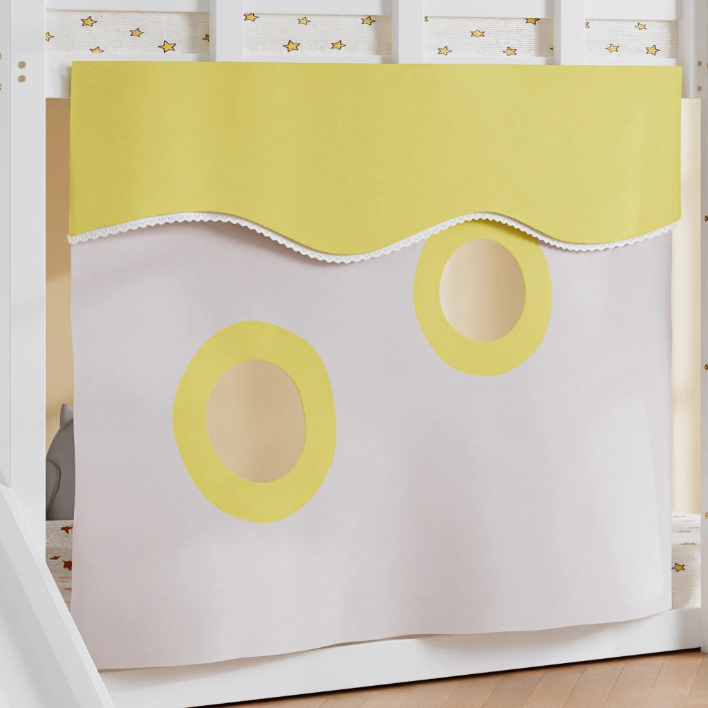 LETTO A CASTELLO 90x200 cm Bianco in MDF e Pino con scivolo e tende