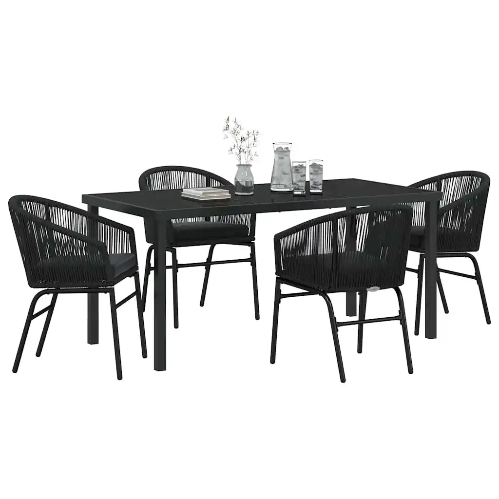 Set da Pranzo per Giardino 5 pcs Nero 3379348