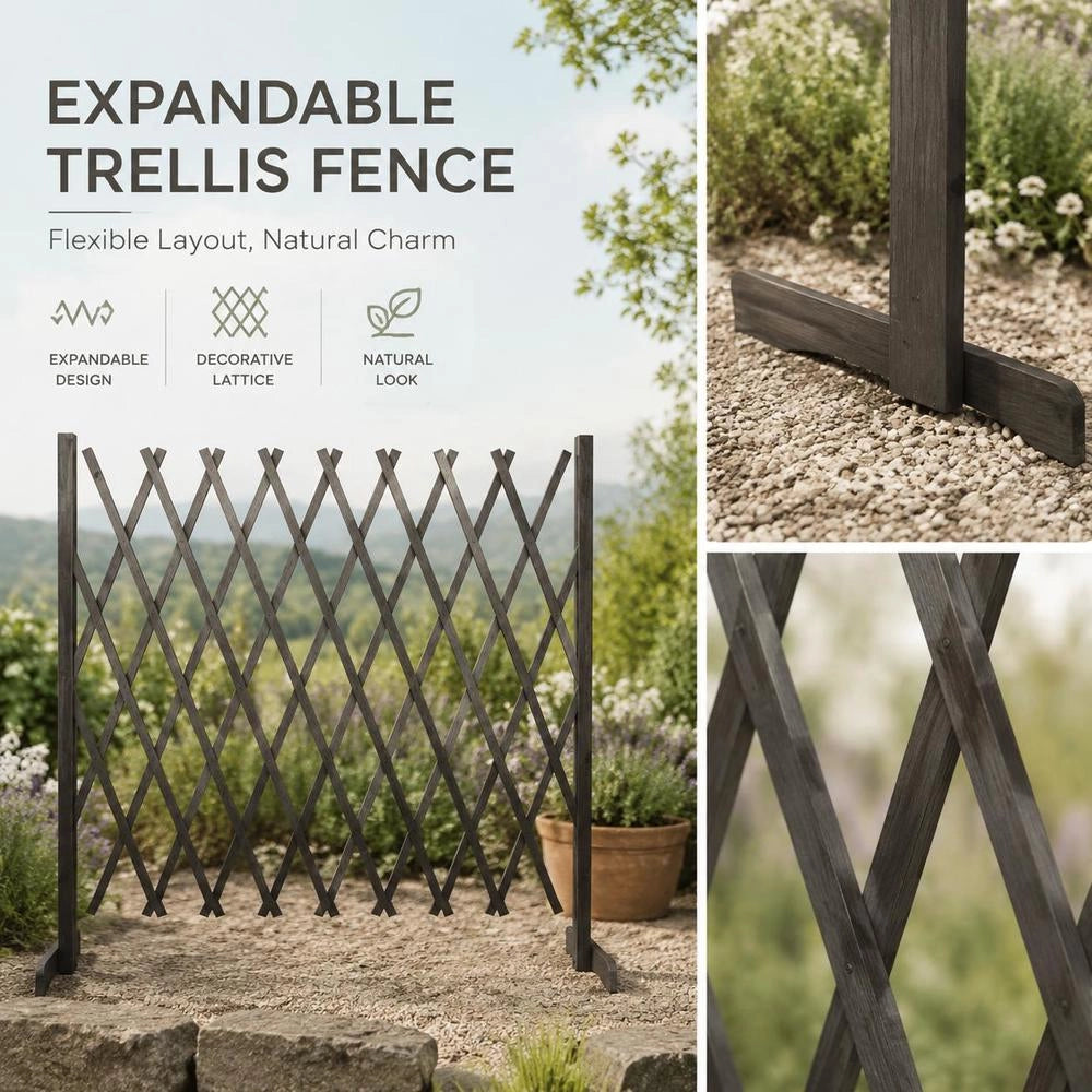 Garden Trellis Fence, Grey, 180x100 Cm, Solid Fir Wood