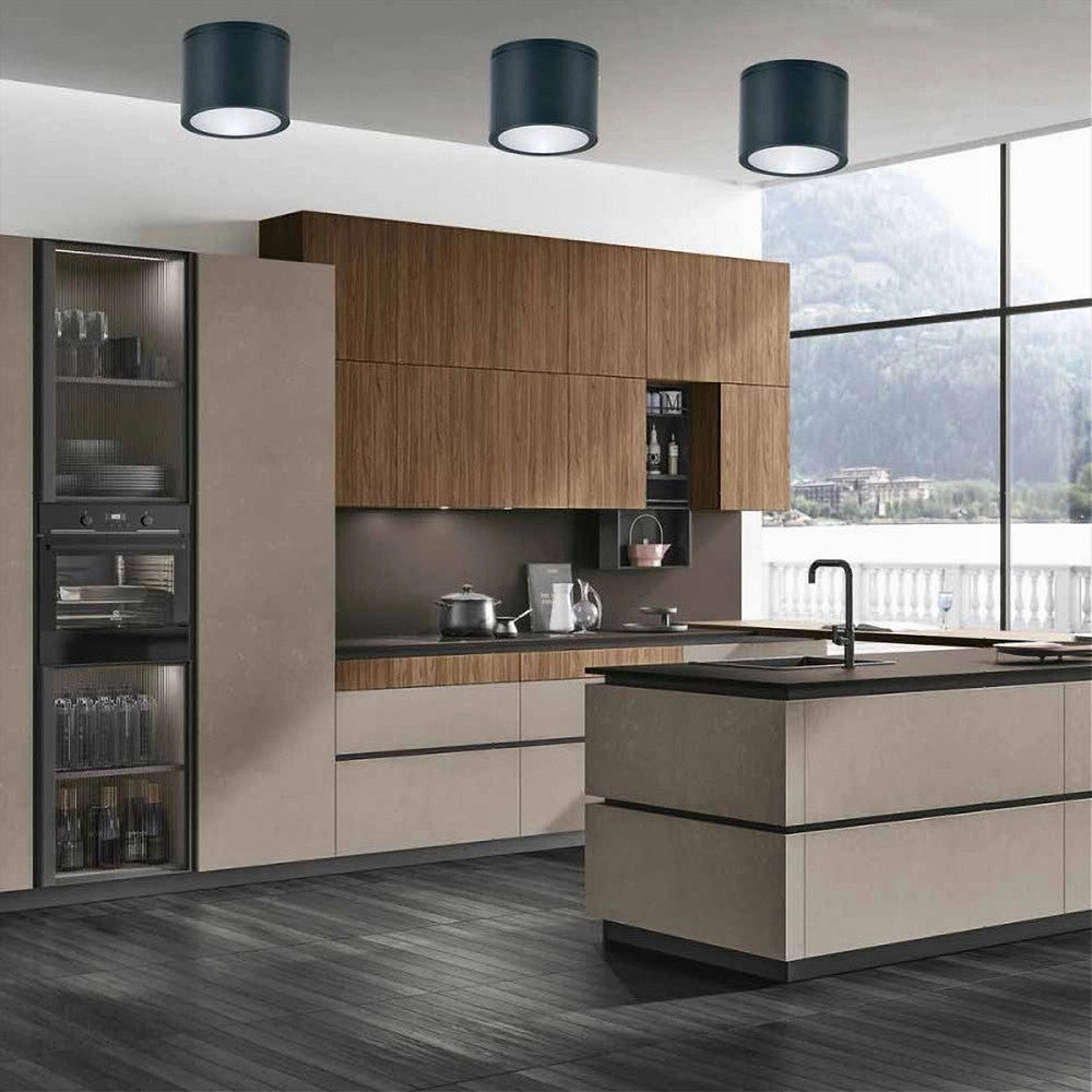 Trade Shop - Applique Da Soffitto A Cilindro Esterno Moderno Lampada Plafoniera Gu10 Ip54 H94 - Nero