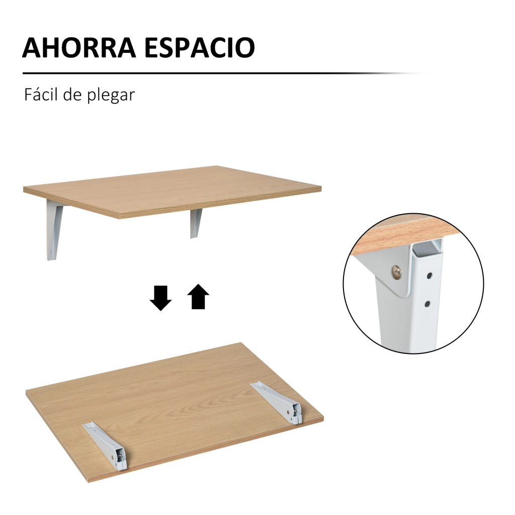 Tavolo Pieghevole a Parete Legno ¨C zephmum ¨C Naturale 60x40x20 cm