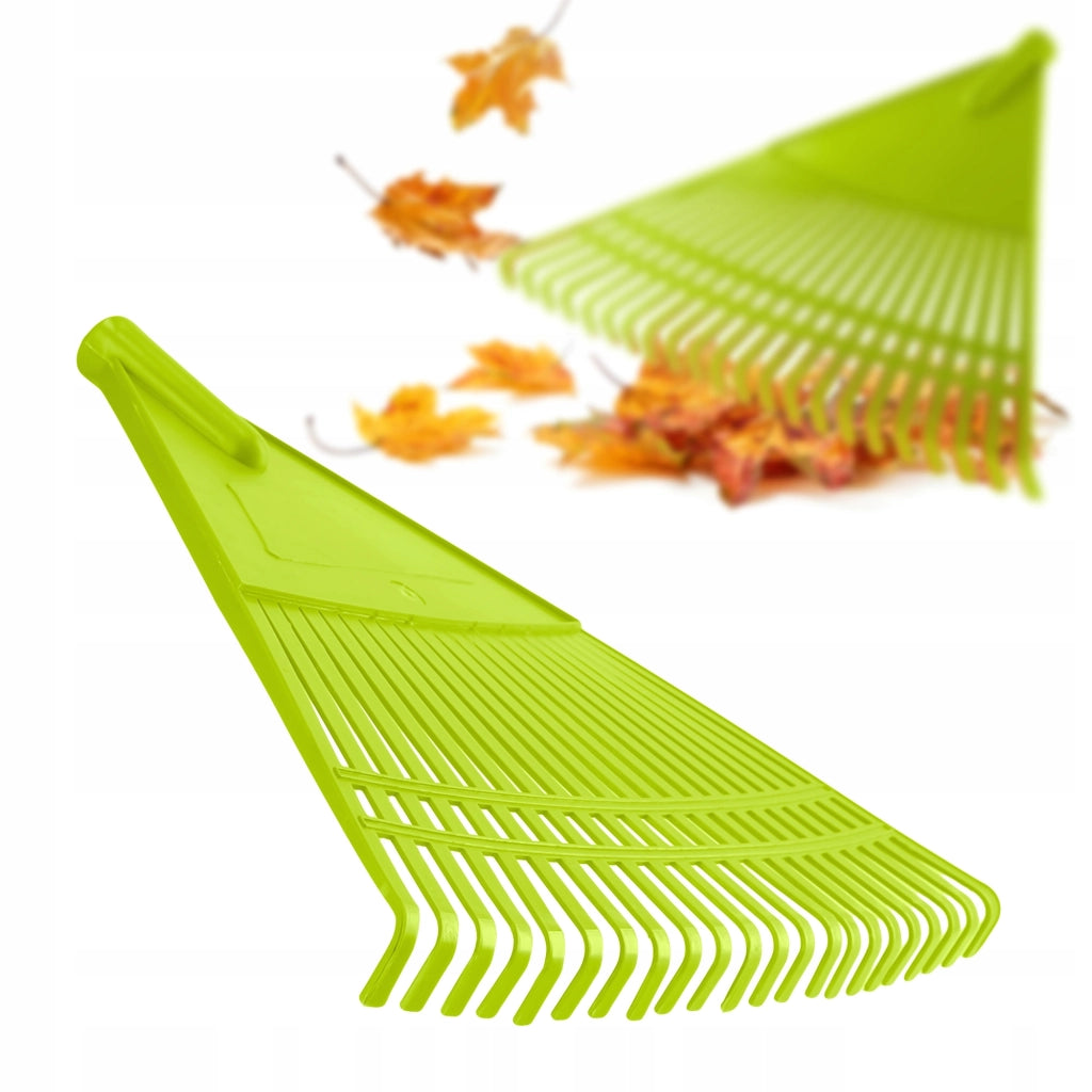 Rastrello per foglie KADAX in plastica, senza manico, largo 60 cm, 22 denti.
