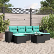 Set Divani da Giardino 7 pz con Cuscini Nero in Polyrattan 3222926