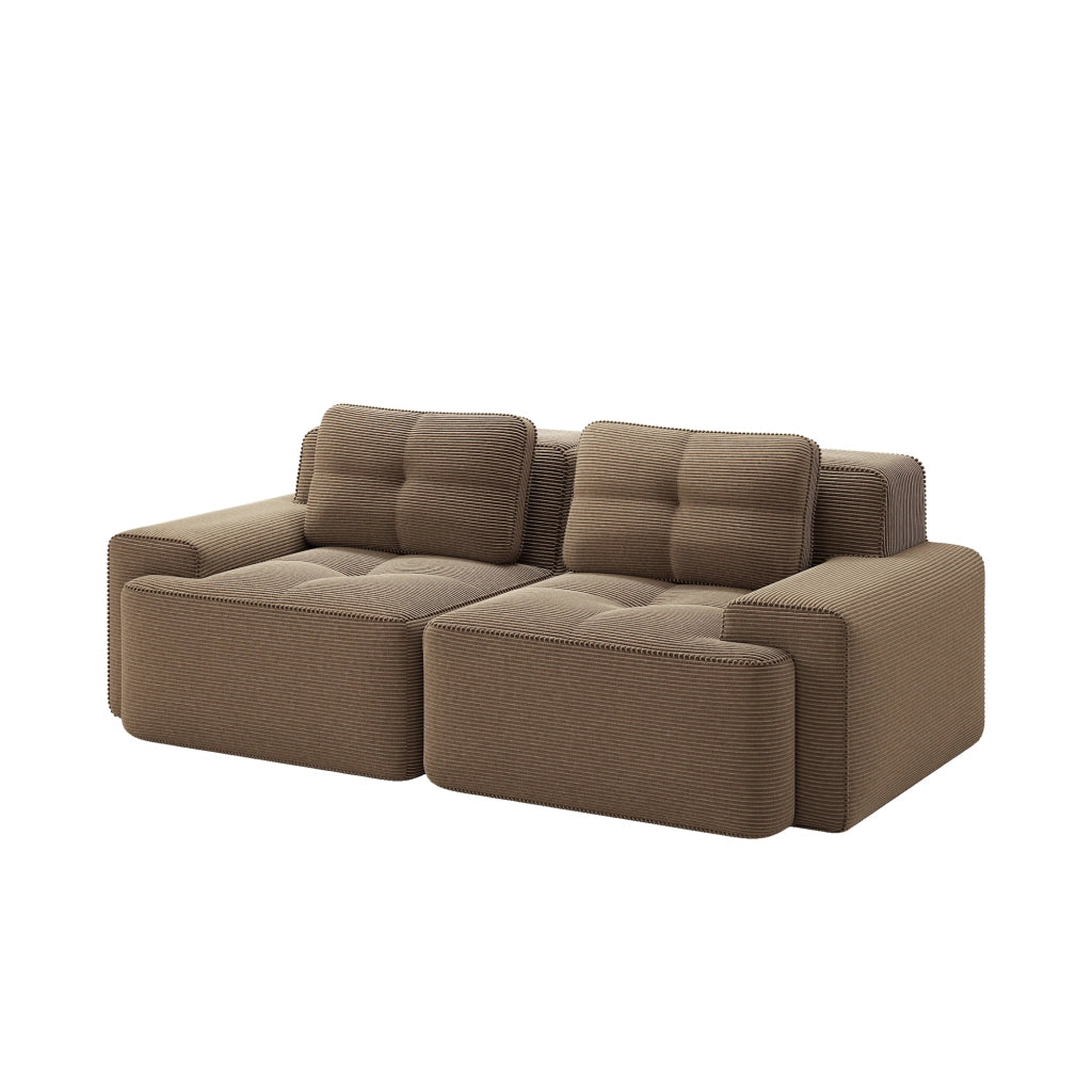 Divano Modulare Boneless ¨C MINIMAL ¨C Velluto a Coste, Braun, Sofa 2 Posti con Letto