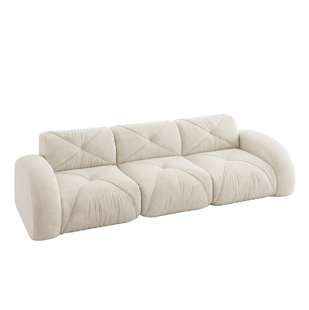 Divano modulare 3 posti senza struttura in chenille beige chiaro