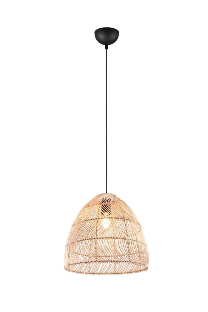Lampada a sospensione RIKE rattan nero/marrone Ø35 E27