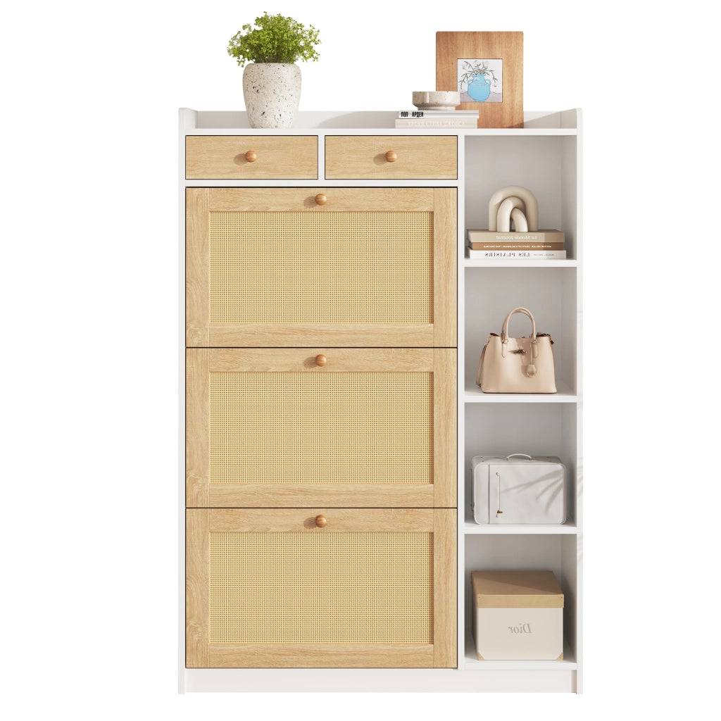 Scarpiera slim con ante e cassetti ¨C Minimal ¨C Rovere, 90x24x130 cm