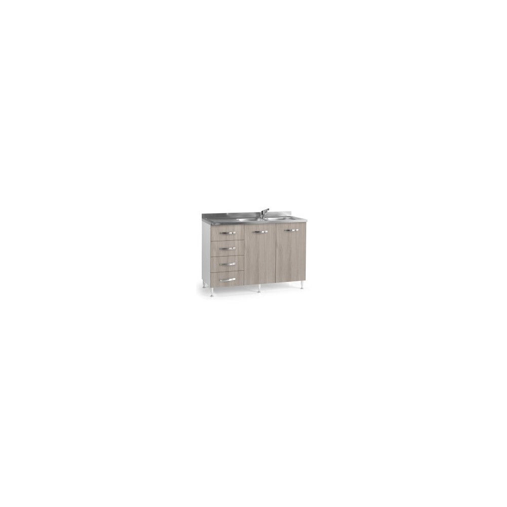 Sottolavello con cassetti 120 cm sinistro con lavello colore olmo