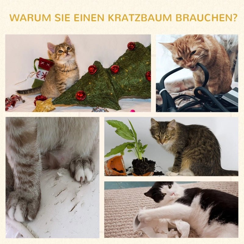Tiragraffi a 3 livelli per gatti, in sisal e peluche, 37,5x37,5x70 cm, ideale per gli amanti dei gatti.
