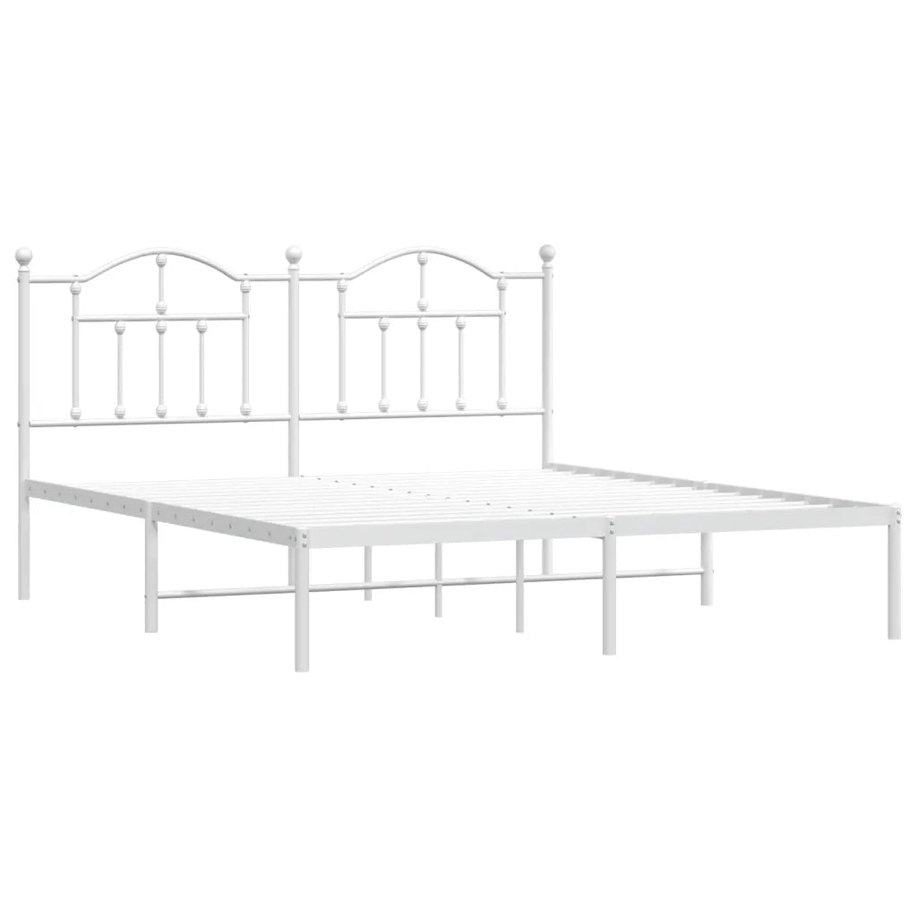 Letto matrimoniale | Letto per adulti | Giroletto con Testiera Metallo Bianco 180x200 cm