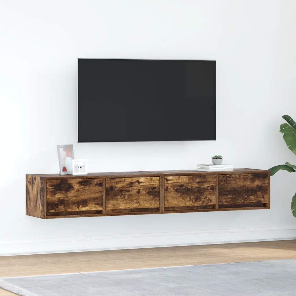 Mobili TV 2 pz Rovere Fumo 80x31x25,5 cm Legno Multistrato 861517