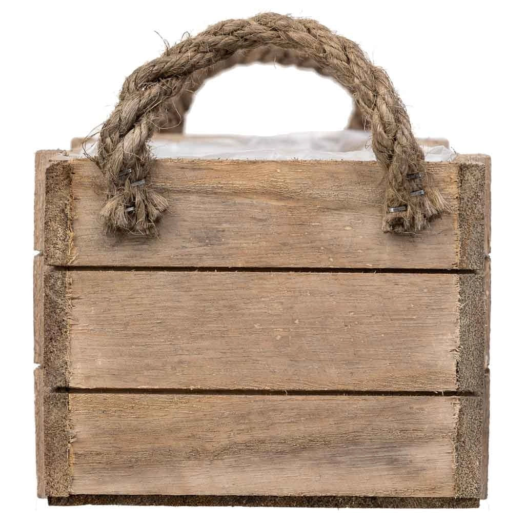 Cesto in legno con manici marroni 32x13x10,5h