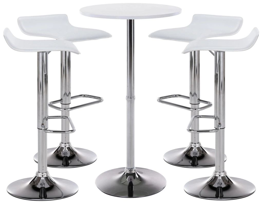 Set di tavoli da bar Esberg I 4 x sgabelli da bar 1 x tavolo da bar bianco