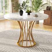 Tavolo da pranzo 80x80x76 cm in MDF e metallo; dorato