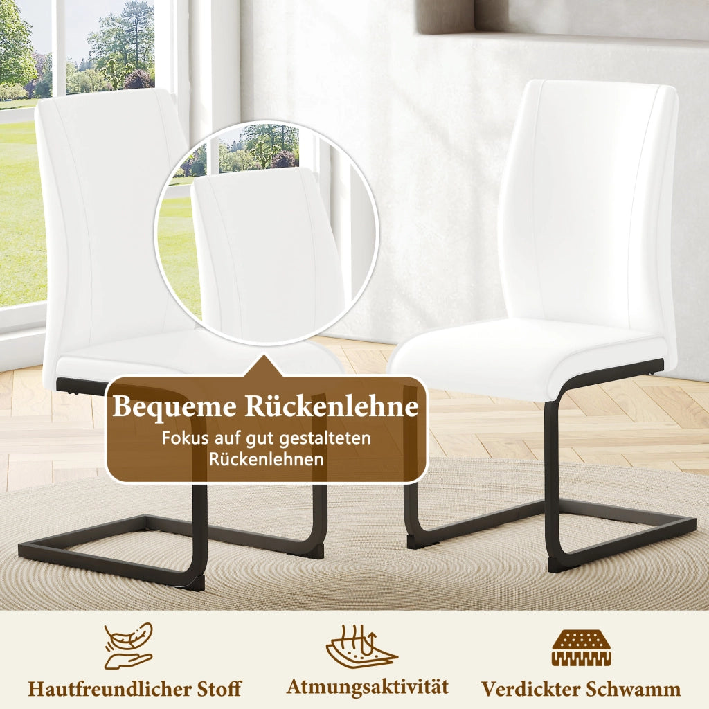 Sedie da Pranzo in Ecopelle Bianca ¨C Xylo ¨C Set 2 Pezzi, Gambe in Metallo Nero