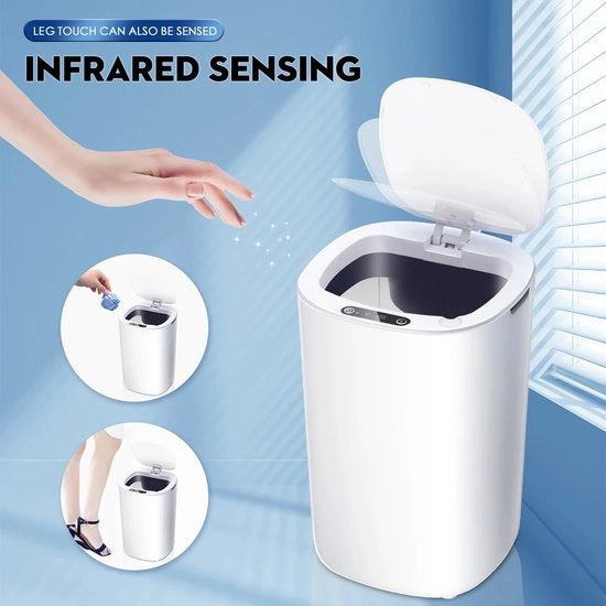 Contenitore per rifiuti - Contenitore per rifiuti con sensore - Cassetto per spazzatura - Contenitore per spazzatura - Contenitore per rifiuti elettrico - 9 Litri - Sensore automatico - Sensore intelligente - Bianco