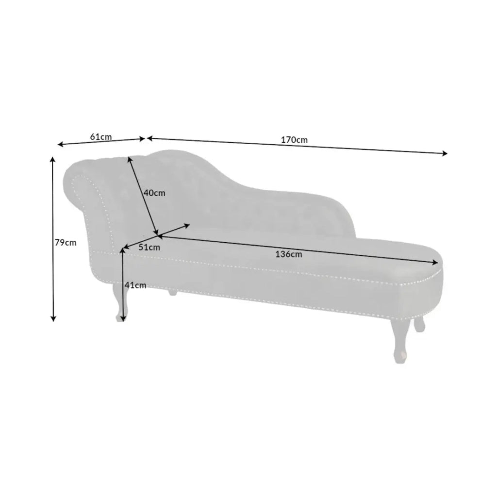 Méridienne EDGAR – Grigio scuro – Velluto stile barocco