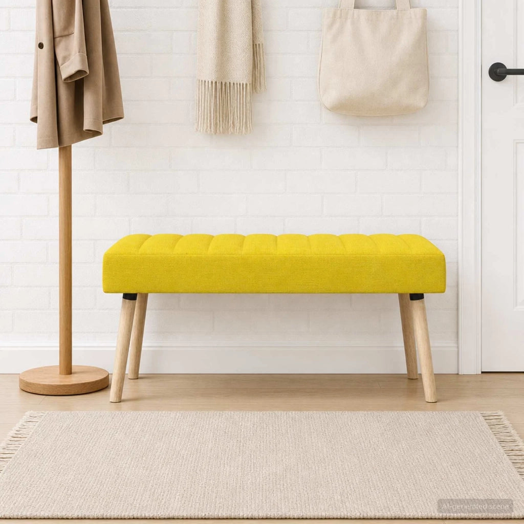 Panchina trapuntata a canale Giallo Chiaro 110 x 40 x 46 cm 42038497