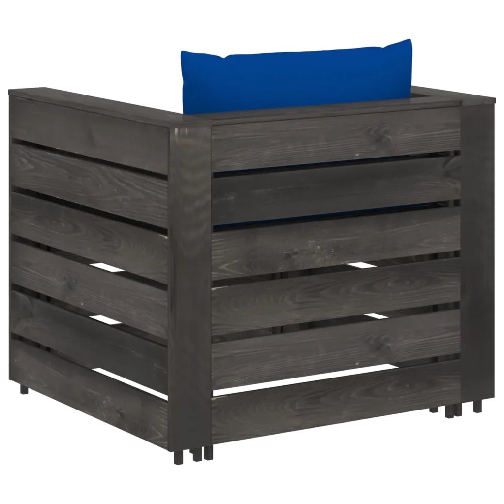 Set Salotto da Giardino 2pz | Set di Mobili da Esterno con Cuscini Legno Impregnato Grigio