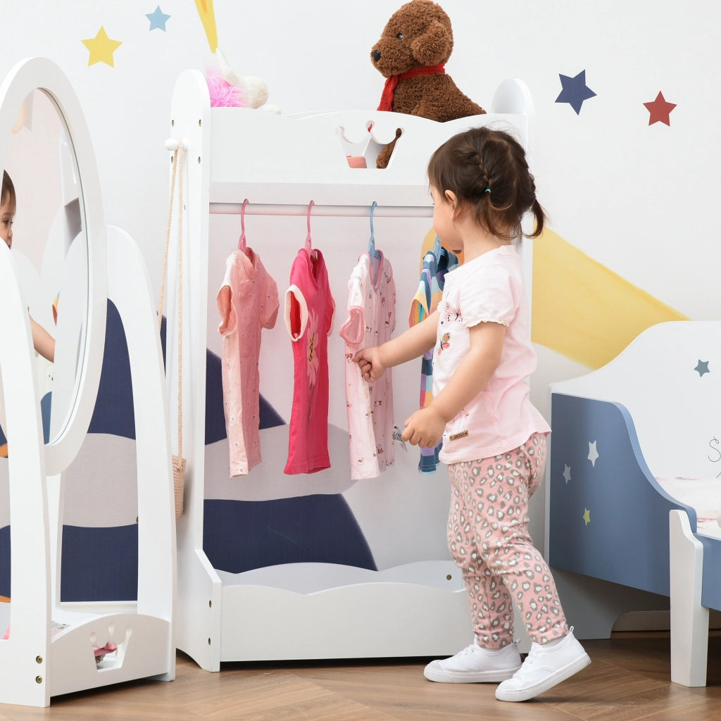 Appendiabiti per Bambini con Ripiani ¨C zephmum ¨C Bianco 70.5x37x103cm in Legno