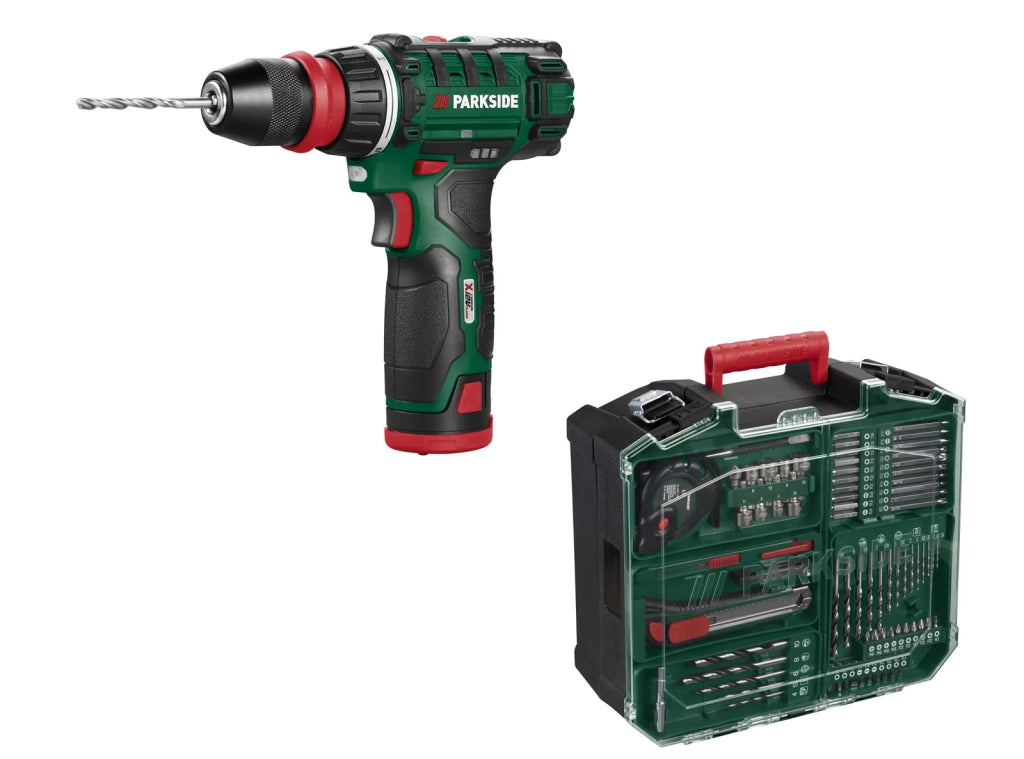 Set Avvitatore a Batteria 12V PARKSIDE PBSA 12 E4 con Caricatore 2 Batterie Valigetta e Accessori - Prodotto da Esposizione
